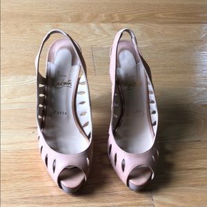 Peach peep toe Christian Louboutins size 38